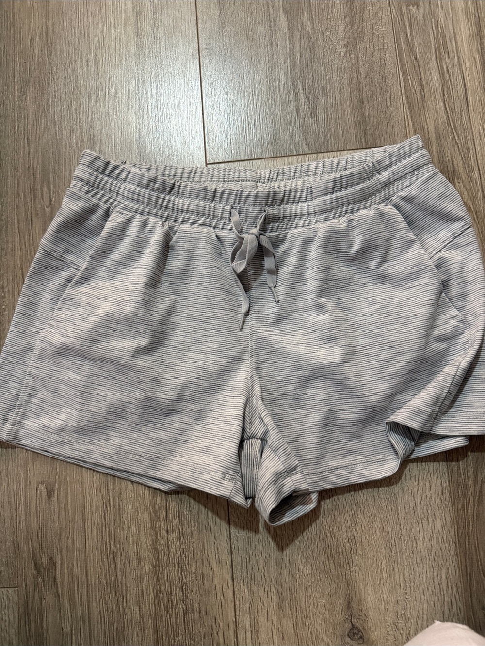 RBX Light Gray Striped Athletic Drawstring Shorts